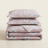 Premium Quilted Bedspread Set with Pillow Covers | Floral Printed Bed Cover | RVS Decor (Lavender)