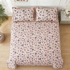 Premium Reversible Quilted Bedspread Set with 2 Pillow Covers | Lightweight Microfiber Bed Cover | All Season Floral Printed Bedding