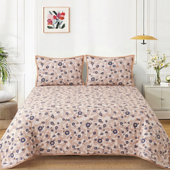Premium Reversible Quilted Bedspread Set with 2 Pillow Covers | Lightweight Microfiber Bed Cover | All Season Floral Printed Bedding