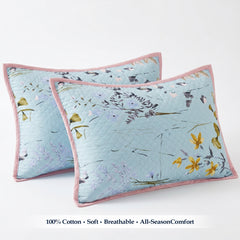 Premium Reversible Quilted Bedspread Set with 2 Pillow Covers | Lightweight Microfiber Bed Cover | All Season Floral Printed Bedding