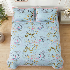 Premium Reversible Quilted Bedspread Set with 2 Pillow Covers | Lightweight Microfiber Bed Cover | All Season Floral Printed Bedding