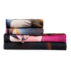 Luxury 7D Floral Bedsheet with Pillow Covers β Premium Soft Double Bed Sheet | Elegant Black Flower Printed Bedding Set for Bedroom Decor
