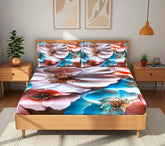 Luxury 7D Floral Bedsheet with Pillow Covers – Premium Soft Double Bed Sheet | Elegant Flower Printed Bedding Set for Bedroom Decor