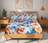 Luxury 7D Floral Bedsheet with Pillow Covers – Premium Soft Double Bed Sheet | Elegant Flower Printed Bedding Set for Bedroom Decor