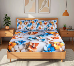 Luxury 7D Floral Bedsheet with Pillow Covers β Premium Soft Double Bed Sheet | Elegant Flower Printed Bedding Set for Bedroom Decor