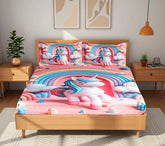 Luxury 7D Floral Bedsheet with Pillow Covers – Premium Soft Double Bed Sheet | Elegant Flower Printed Bedding Set for Bedroom Decor