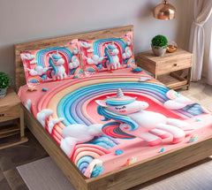 Luxury 7D Floral Bedsheet with Pillow Covers β Premium Soft Double Bed Sheet | Elegant Flower Printed Bedding Set for Bedroom Decor