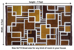 RVS Decor Premium Velvet Geometric Rug 5x7 Feet for Living Room | Soft Luxury Area Rug | Modern Floor Carpet