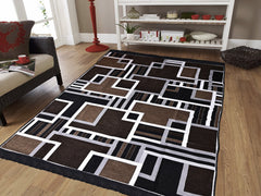 RVS Decor Premium Velvet Geometric Rug 5x7 Feet for Living Room | Soft Luxury Area Rug | Modern Floor Carpet