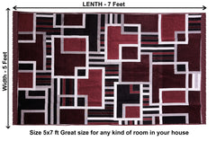 RVS Decor Premium Velvet Geometric Rug 5x7 Feet for Living Room | Soft Luxury Area Rug | Modern Floor Carpet