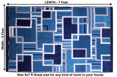 RVS Decor Premium Velvet Geometric Rug 5x7 Feet for Living Room | Soft Luxury Area Rug | Modern Floor Carpet