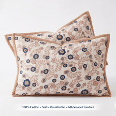 Premium Reversible Quilted Bedspread Set with 2 Pillow Covers | Lightweight Microfiber Bed Cover | All Season Floral Printed Bedding