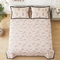 Premium Quilted Bedspread Set with Pillow Covers | Floral Printed Bed Cover | RVS Decor