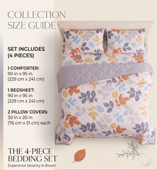 Multicolor Leaf Print Reversible Comforter Set with Pillow Covers – Soft Microfiber Double Bed Quilt