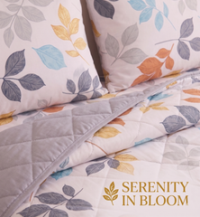 Multicolor Leaf Print Reversible Comforter Set with Pillow Covers – Soft Microfiber Double Bed Quilt