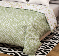 Reversible Floral Comforter for Double Bed – Soft Microfiber Quilt | Lightweight All Season Bedding