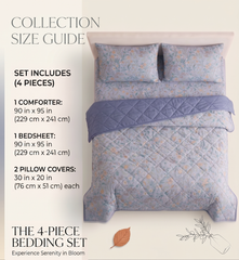 Lavender Floral Comforter Set – Luxury Reversible Quilt for Double Bed