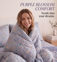Lavender Floral Comforter Set – Luxury Reversible Quilt for Double Bed